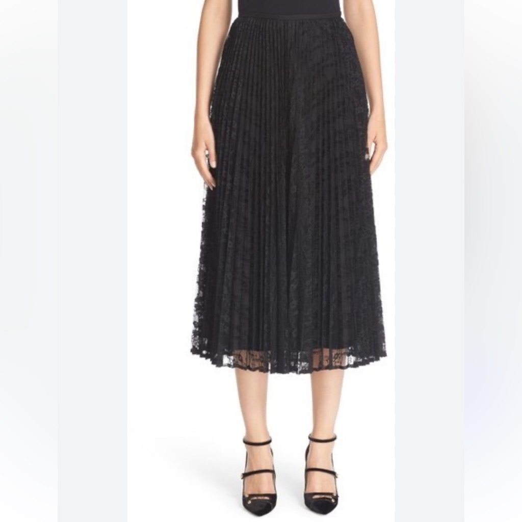 Lafayette 148 New York Dorothy Regina Pleated Lace Midi Skirt